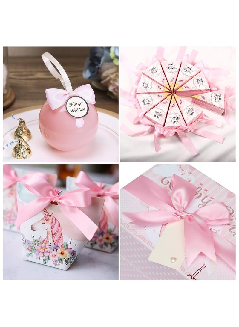 شريط من الساتان الوردي شريط من نسيج البوليستر بلون سادة لتغليف الهدايا، والحرف اليدوية، وصناعة الأقواس، والأكاليل، ومشاريع الخياطة، وحفلات استقبال الأطفال وتزيين حفلات الزفاف - Image 2