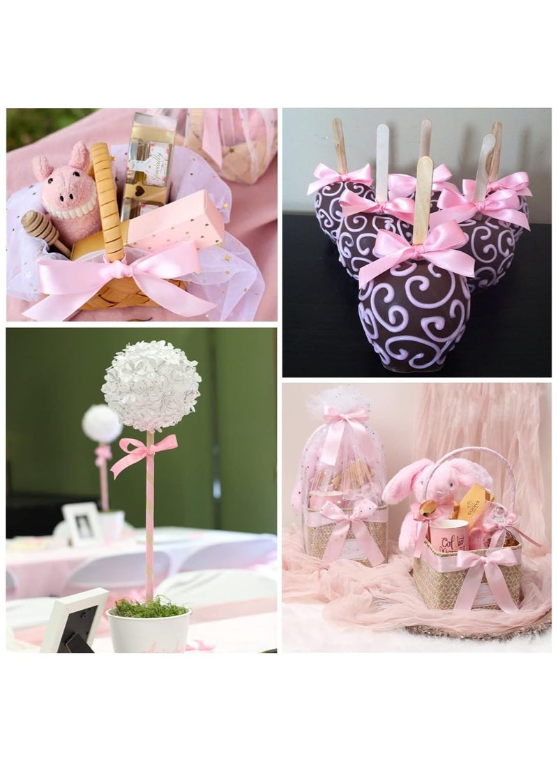 شريط من الساتان الوردي شريط من نسيج البوليستر بلون سادة لتغليف الهدايا، والحرف اليدوية، وصناعة الأقواس، والأكاليل، ومشاريع الخياطة، وحفلات استقبال الأطفال وتزيين حفلات الزفاف - Image 3