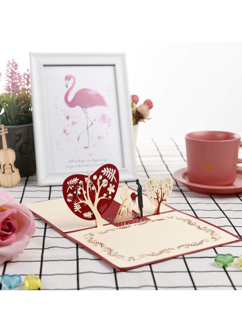 KASTWAVE Wedding Pop Up Card, Handmade 3D Greeting Cards with Romantic Bride & Groom Design, For Wedding Party, Engagement, Anniversary, Surprising Present for Couple, Wife or Husband - Image 2
