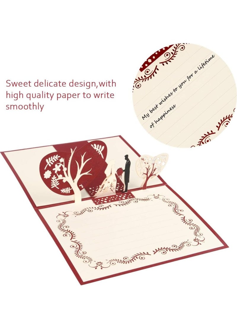 KASTWAVE Wedding Pop Up Card, Handmade 3D Greeting Cards with Romantic Bride & Groom Design, For Wedding Party, Engagement, Anniversary, Surprising Present for Couple, Wife or Husband - Image 3