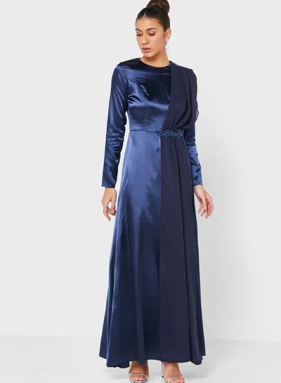 Khizana Draped Satin Evening Dress