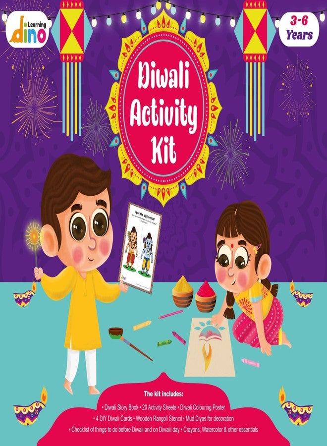 Learning Dino Diwali Art and Craft Kit for Kids | Diwali Gift for Kids Age - 3,4,5,6,7,8 - Image 1