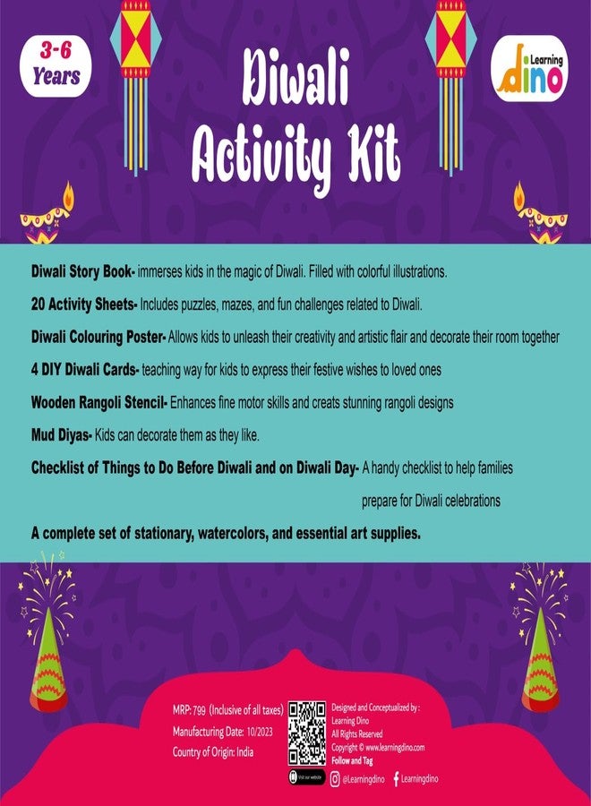 Learning Dino Diwali Art and Craft Kit for Kids | Diwali Gift for Kids Age - 3,4,5,6,7,8 - Image 5