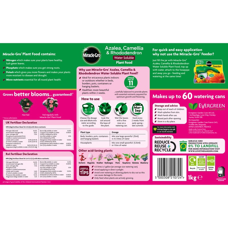 Miracle-Gro 16803 Azalea, Camellia & Rhododendron Soluble Plant Food 1 kg - Image 2