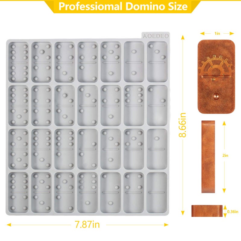 AOEDEO Round Thick Domino Molds for Resin Casting Domino Mold for Resin Silicone Dominoes Mold with Round Edges Shiny & No Scratches & Durable (Each Domino 2x1x0.36 in) - Image 3