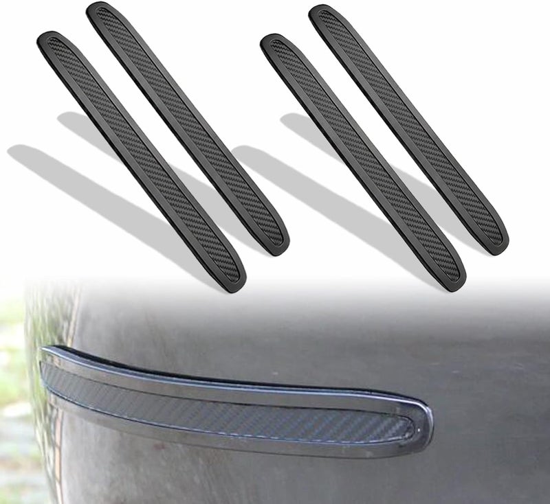 runmade 4Pcs Universal Car Truck SUV Rear Bumper Guard Side Anti-Scratch Protector Trim Black Rubber Strips - Image 1