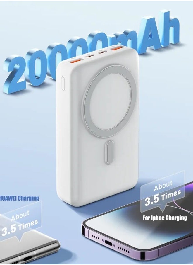 20000mAh 22.5w Power Bank wireless Power bank External 15W magnetic wireless charging power bank with LED Display