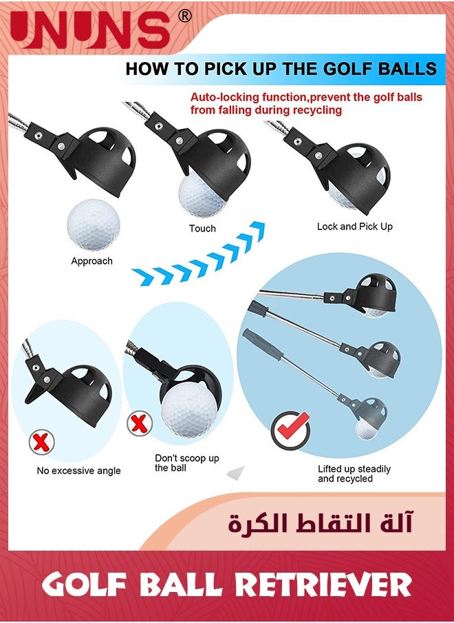 UNUNS - Telescopic Golf Ball Retriever,Portable Ball Retriever Tool For Water,Golf Ball Pick Up With Automatic Locking Scoop,Ball Retriever Grabber Claw Sucker Tool,Golf Accessories Gifts For Men Women - Image 1