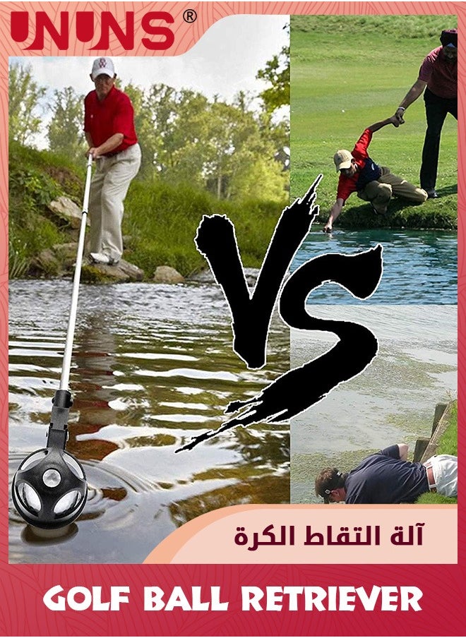 UNUNS - Telescopic Golf Ball Retriever,Portable Ball Retriever Tool For Water,Golf Ball Pick Up With Automatic Locking Scoop,Ball Retriever Grabber Claw Sucker Tool,Golf Accessories Gifts For Men Women - Image 1