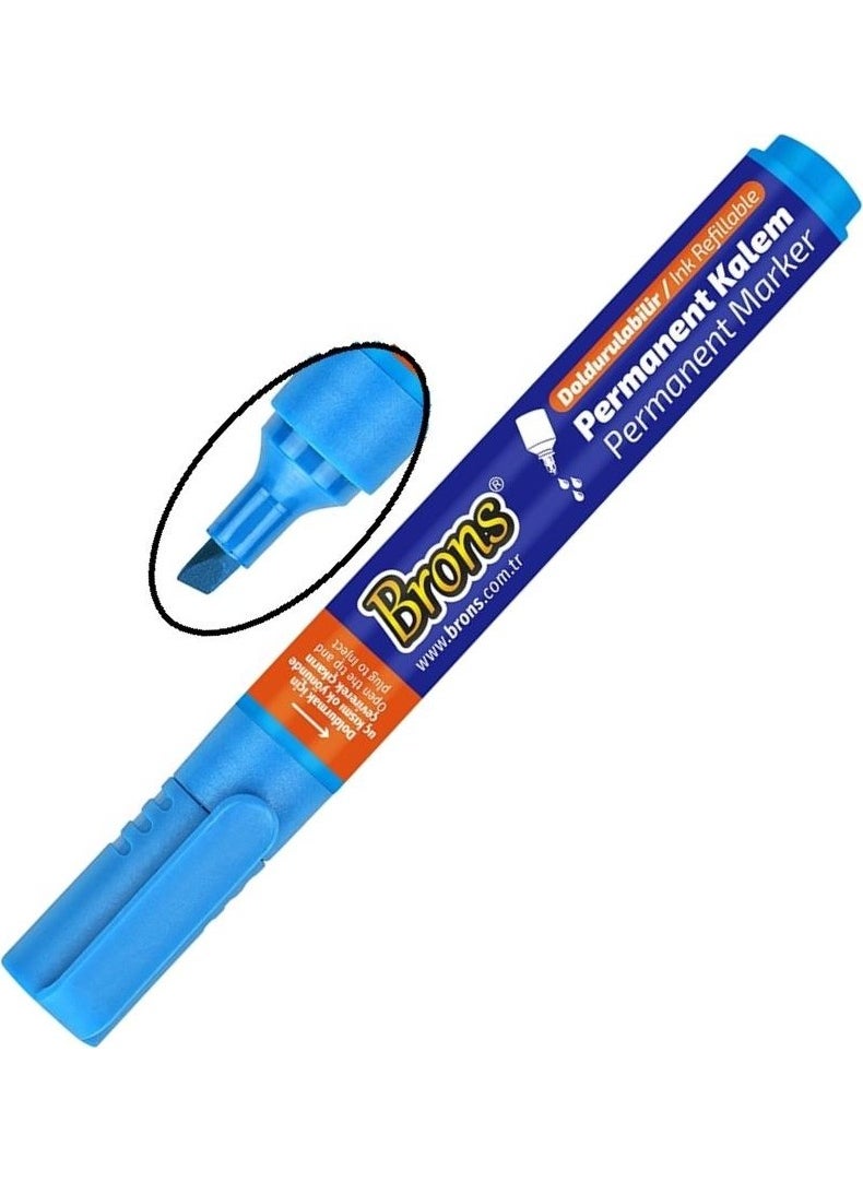Brons Blue Marker Cut Tip Felt Tip Pen Permanent Refillable 2 Pieces and Ink 30 ml 1 Piece  - Image 3