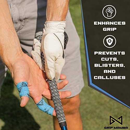 GRIP MAMBA Elastic Athletic Finger Tape, 1”Wide w/Premium Adhesive, Protects Hand Thumb Fingers Enhances Grip, Sleeve Blister Wrap for Sports, Golf, Tennis, Basketball, Pickleball (Blue, 3 Rolls) - Image 2