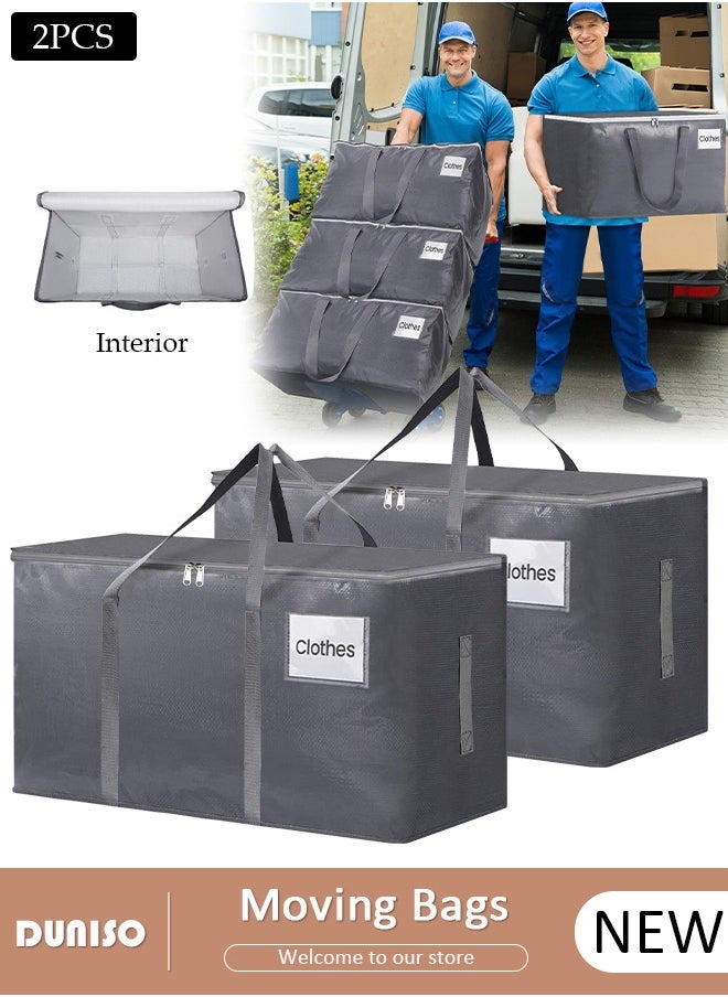 DUNISO 2 Pack Large Moving Bags, Heavy Duty Moving Storage Tote Bags with Tag Port, Foldable Clothes Storage Bags with Zippers and Reinforced Carrying Handles, Storage Bags for Travelling, Moving, Camping  - Image 1