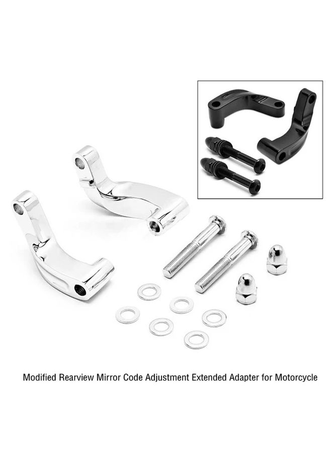 Silvery CNC Aluminum Rearview Mirror Extension Kit for Motorcycles Adjustable Chrome Finish Easy Install - Image 2