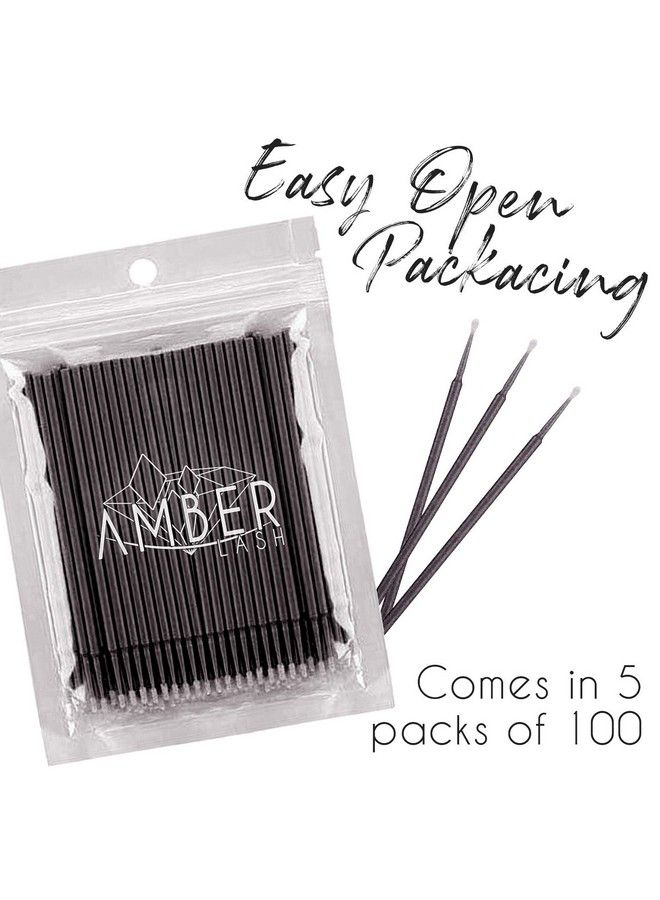 Amber Lash Micro Qtip Brush Applicators For Eyelash Extension And Makeup 500 Brushes (Black) - Image 3