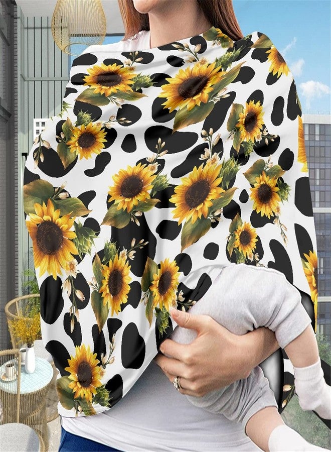 LedBack Novelty Cow Sunflower Print Stretchy Car Seat Cover for Babies,Nursing Cover Breastfeeding Cover,Soft Breathable Baby Carseat Canopy - Image 2