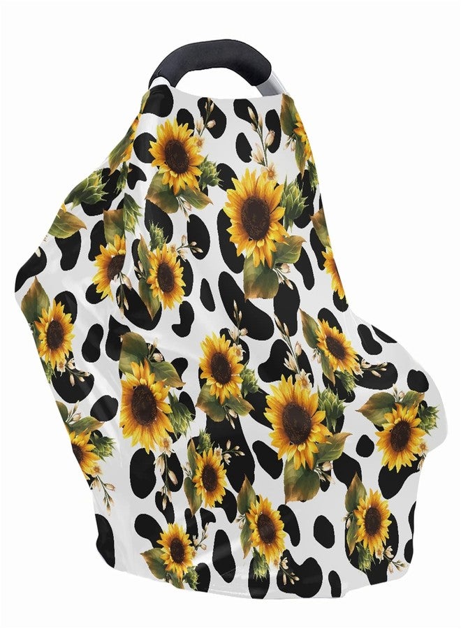 LedBack Novelty Cow Sunflower Print Stretchy Car Seat Cover for Babies,Nursing Cover Breastfeeding Cover,Soft Breathable Baby Carseat Canopy - Image 3