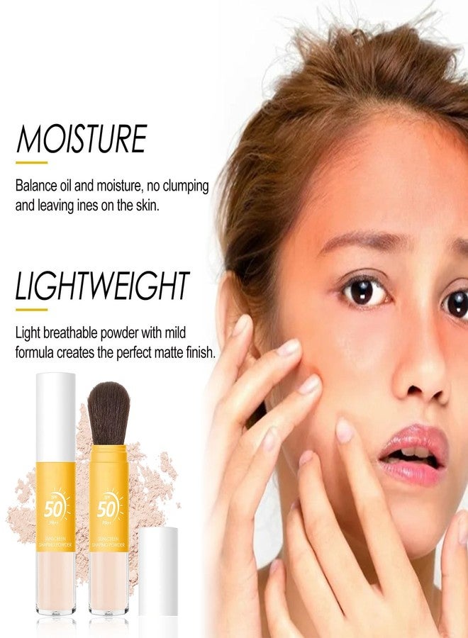 Qawnfy بودرة واقي الشمس المعدنية SPF 50، بودرة فرشاة معدنية للتحكم في الزيت، لمسة نهائية طبيعية غير لامعة، بودرة فضفاضة مع فرشاة واقي الشمس، بودرة وجه شفافة ناعمة تدوم طويلاً وخفيفة الوزن وقابلة للتنفس - Image 4