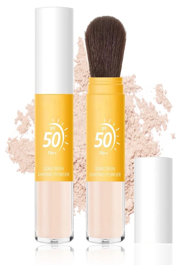 Qawnfy بودرة واقي الشمس المعدنية SPF 50، بودرة فرشاة معدنية للتحكم في الزيت، لمسة نهائية طبيعية غير لامعة، بودرة فضفاضة مع فرشاة واقي الشمس، بودرة وجه شفافة ناعمة تدوم طويلاً وخفيفة الوزن وقابلة للتنفس - Image 1
