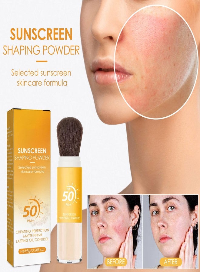 Qawnfy بودرة واقي الشمس المعدنية SPF 50، بودرة فرشاة معدنية للتحكم في الزيت، لمسة نهائية طبيعية غير لامعة، بودرة فضفاضة مع فرشاة واقي الشمس، بودرة وجه شفافة ناعمة تدوم طويلاً وخفيفة الوزن وقابلة للتنفس - Image 2