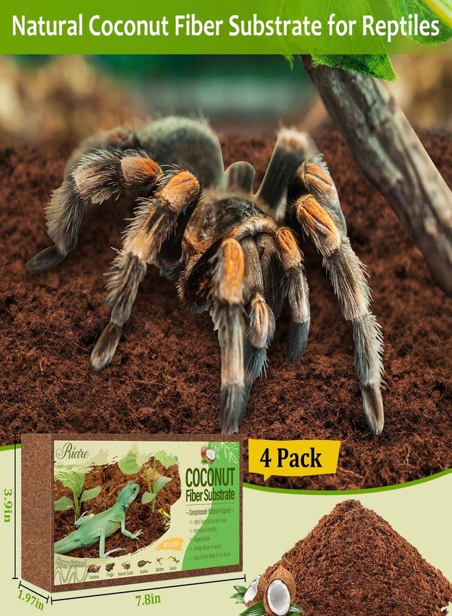 Riare 4 Pack Natural Coconut Fiber Substrate for Reptile- Premium Compressed Coconut Husk Terrarium Bedding for Reptile, Tortoise, Frogs, Snakes Hermit Crabs, Burrowing Animals - Image 2