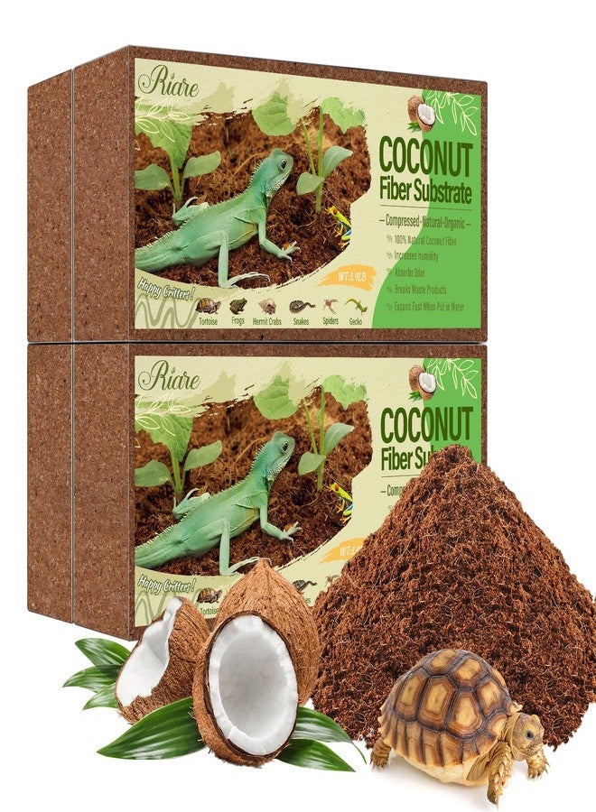 Riare 4 Pack Natural Coconut Fiber Substrate for Reptile- Premium Compressed Coconut Husk Terrarium Bedding for Reptile, Tortoise, Frogs, Snakes Hermit Crabs, Burrowing Animals - Image 1