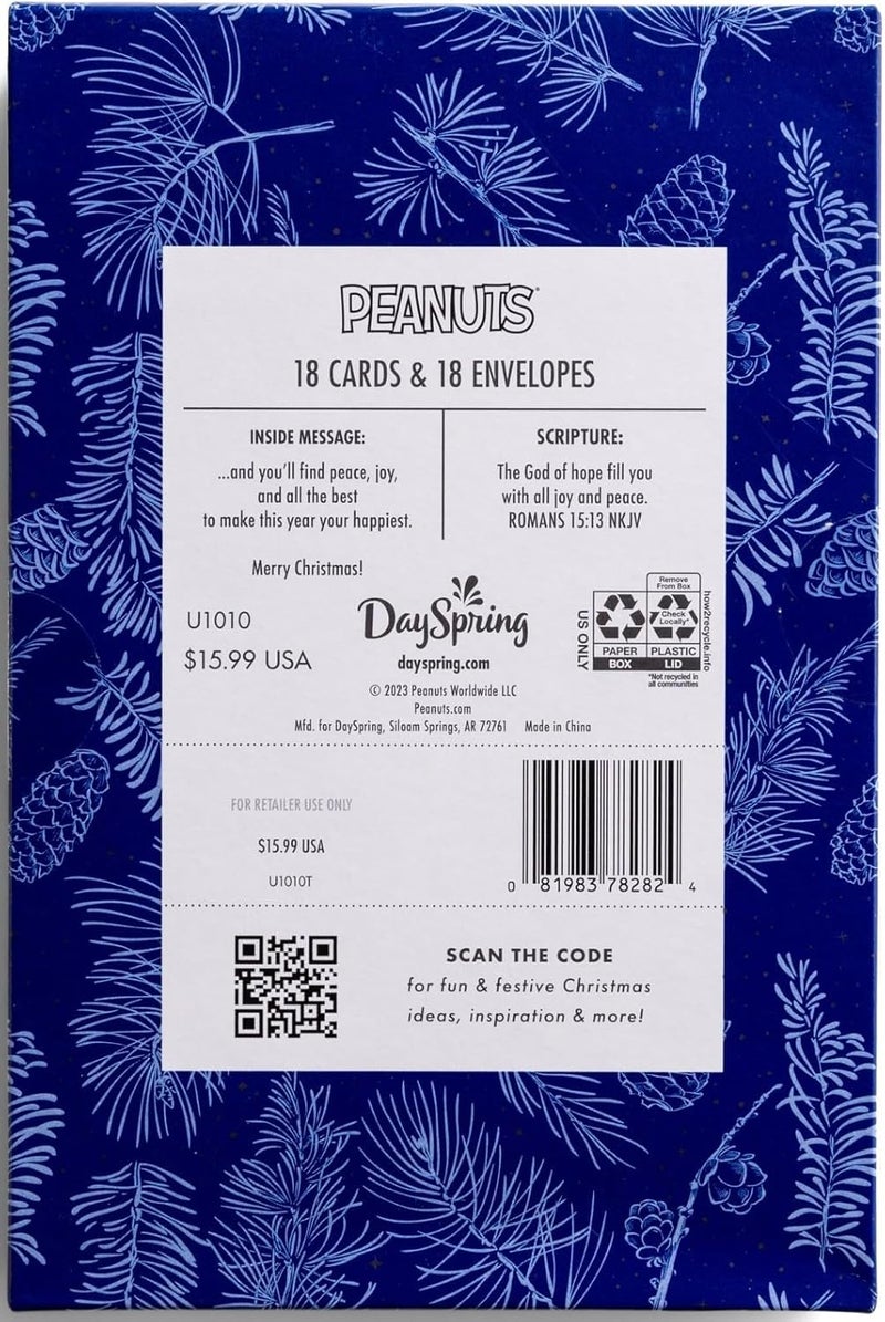 DaySpring  Peanuts  May Your Christmas Shine Bright  18 Christmas Boxed Cards and Envelopes U1010 - Image 2