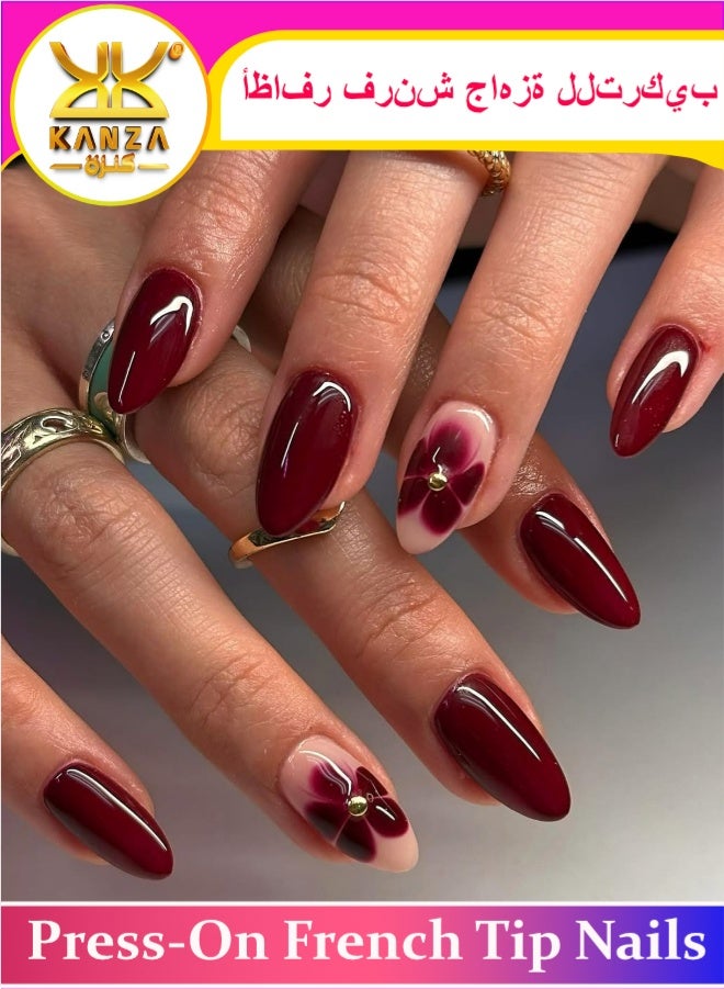 Kanza 24Pcs Press on Nails, False Nails, Fake Nails Set for Women Girls Nail Art Accessories, Press On Nail with Glue Stickers for Easy Apply, Stick On Fingernails Set - Image 1