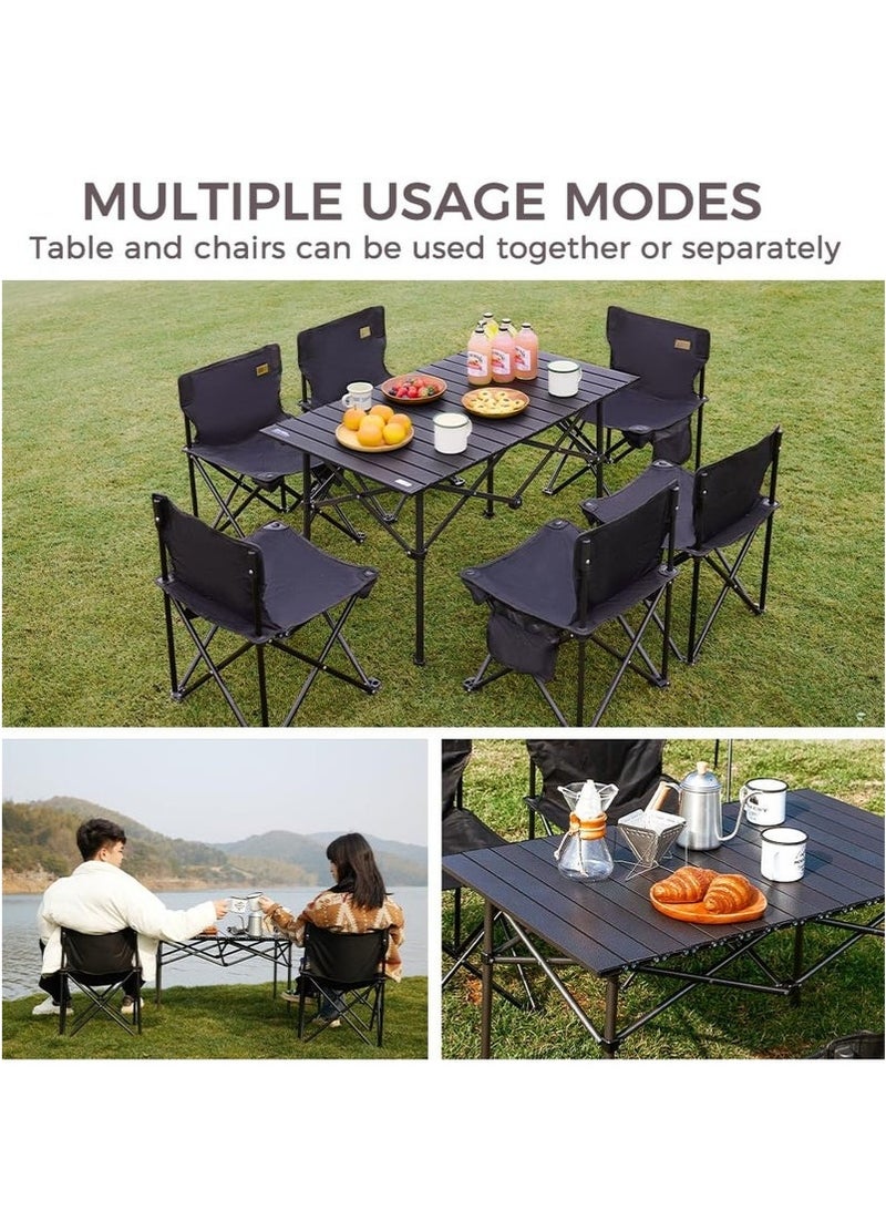 Mereza Camping Furniture Set,Foldable Camping Tables and Chairs, Portable Family Outing Camping Picnic Table And Chair Set,Multifunctional Foldable Travel Table and Chairs Set Camping Table For Outdoor BBQ,Cooking,Party, Beach - Image 5