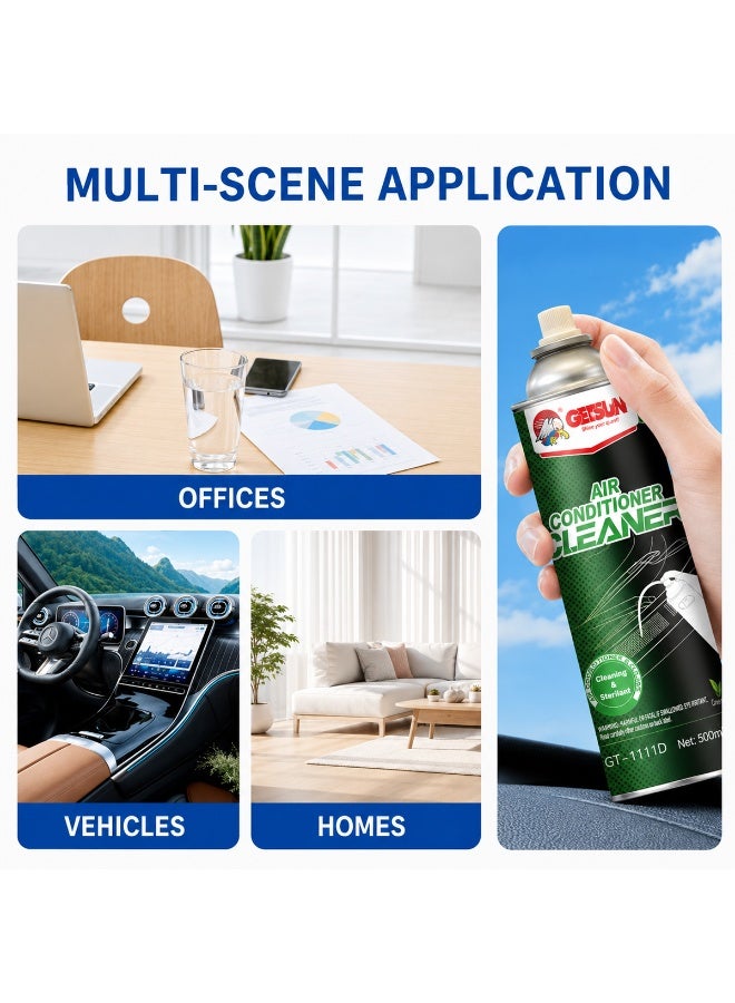 GETSUN Air Conditioner Cleaner Foam 500ml – Removes Odor, Dust, Bacteria, Cleans A/C Vents & Evaporator, Improves Airflow, Freshens Car Interior, Easy Spray Use - Image 4