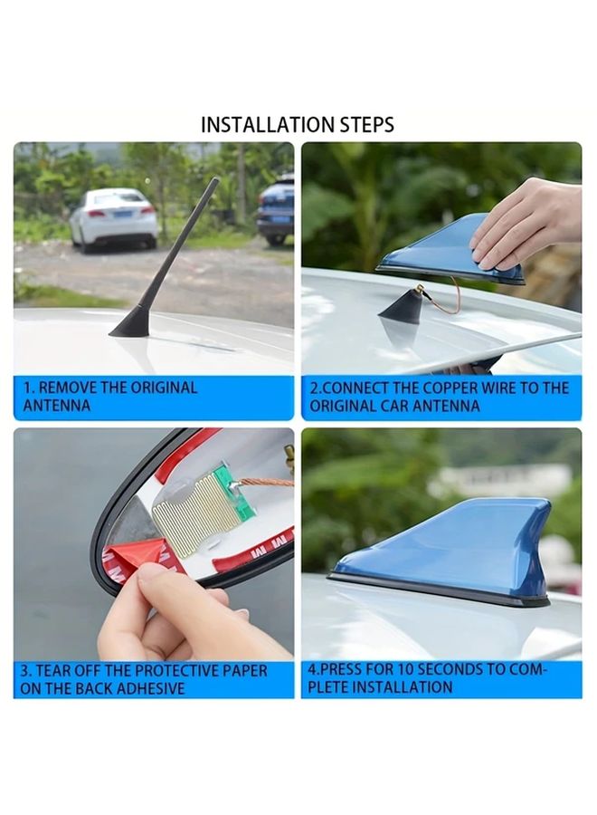 غطاء هوائي سمكة القرش للسيارة السوداء قاعدة تركيب على السقوط لهوائي الراديو - Image 4