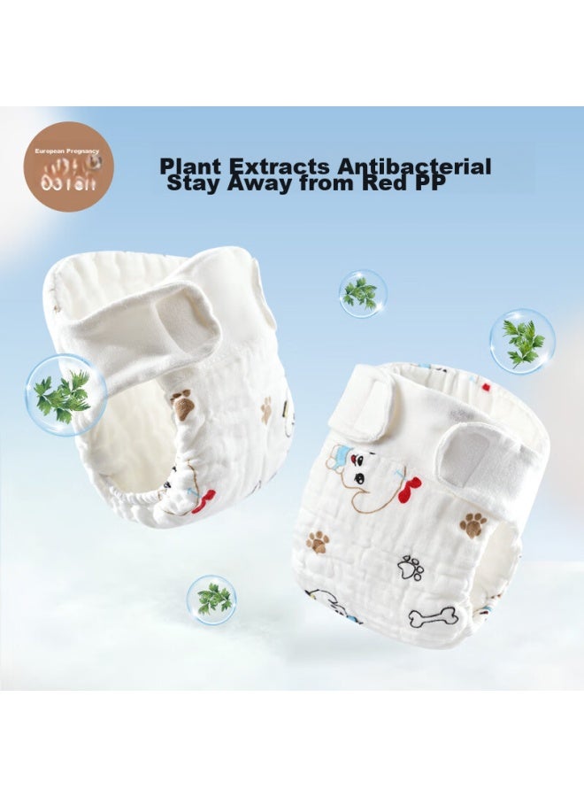 Ouyun Baby Washable Pure Cotton Class A Diaper Training Pants, Gauze Baby Diaper Pants, Anti-side Leak, Puppy Pattern, XL - Image 2