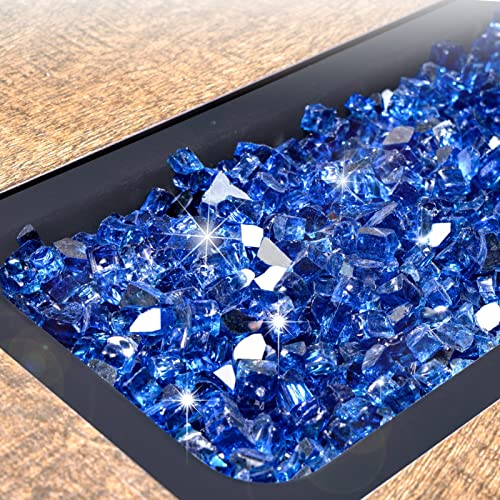 GASPRO 20 lbs Fire Glass for Propane Fire Pit, 1/2-Inch Reflective Fireplace Glass Rocks for Fire Pit Table, Cobalt Blue - Image 2