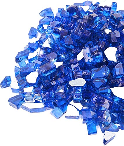 GASPRO 20 lbs Fire Glass for Propane Fire Pit, 1/2-Inch Reflective Fireplace Glass Rocks for Fire Pit Table, Cobalt Blue - Image 1