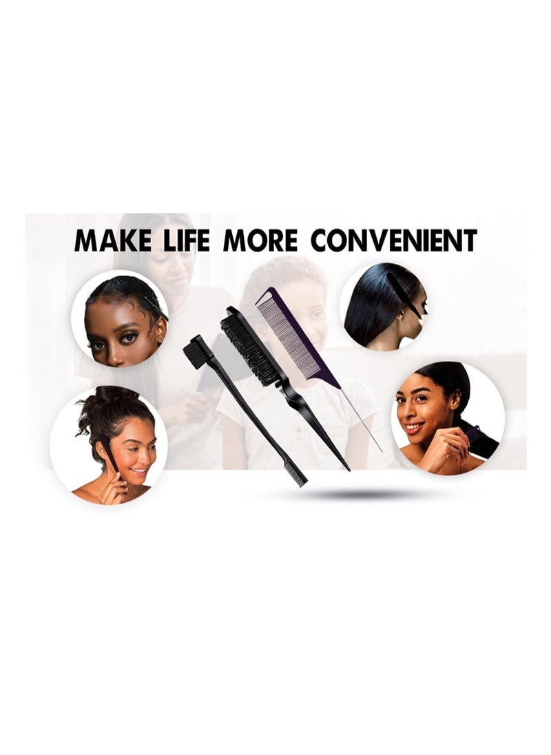 3-Piece Hairstyle Comb Set, Tearing Hair Brush, Mouse Tail Comb, Double-Sided Edge Brush
