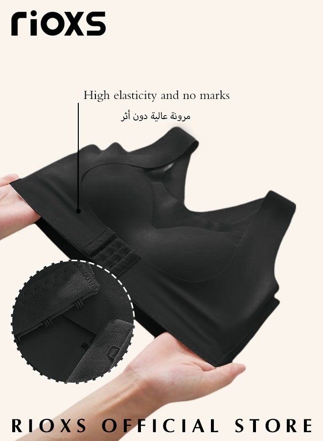 ريوكس حمالة الصدر الانثوية الامامية الانثوية,2 حزمة الملابس الداخلية صدرية دفع حتى, الملابس الداخلية Shaper الدعم القمم مع الظهر X Strap, أنثى وضع تصحيح الحمالة, رفع حمالة الصدر, تغطية كاملة الأكواب حمالة الصدر النوم, حمالة الصدر اليومية  - Image 4