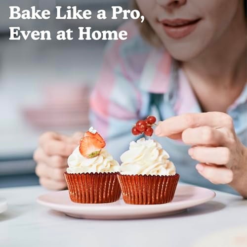 Regency Wraps Foil Baking Cups, 96 Petit Four Red Laminated Greaseproof, Non-Stick Attractive Wrappers for Easy Removal of Cupcakes, Muffins and More - Image 5