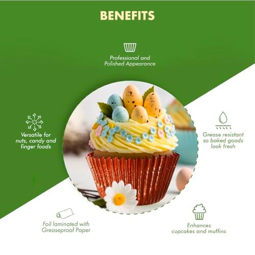 Regency Wraps Foil Baking Cups, 96 Petit Four Red Laminated Greaseproof, Non-Stick Attractive Wrappers for Easy Removal of Cupcakes, Muffins and More - Image 3