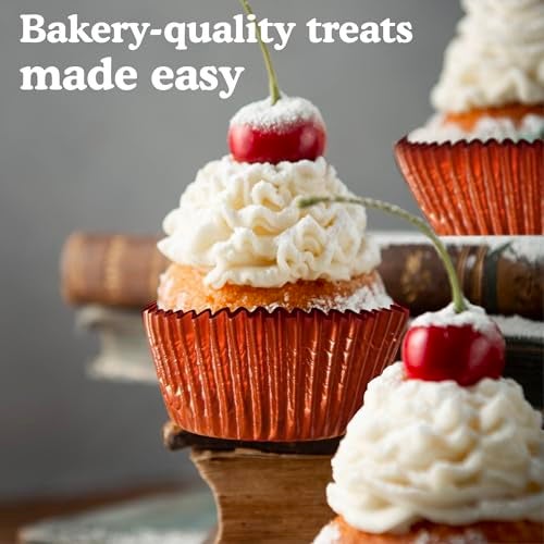 Regency Wraps Foil Baking Cups, 96 Petit Four Red Laminated Greaseproof, Non-Stick Attractive Wrappers for Easy Removal of Cupcakes, Muffins and More - Image 4