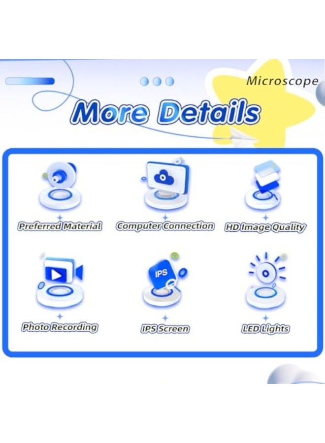 ألعاب مجموعة العلوم التعليمية، عدسة مكبرة محمولة باليد، مجهر للأطفال، مجاهر رقمية للأطفال مع تثبيت التركيز الماكرو، زوم 4X، تعلم تفاعلي، مناسب للأعمار 3 سنوات فما فوق، للفتيات والأولاد - Image 4