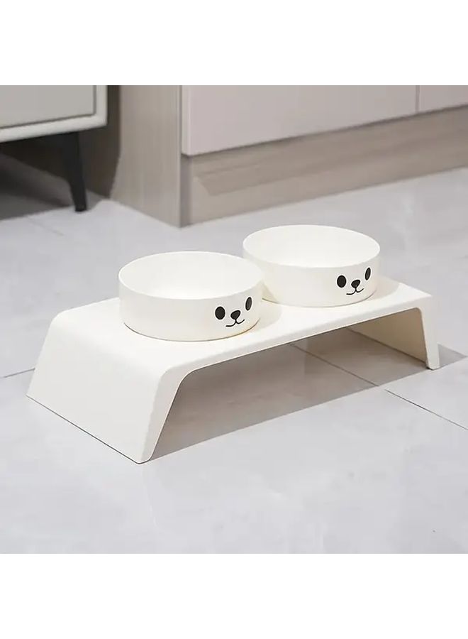 Elevated Pet Food Bowl Durable Plastic Base Stainless Steel Pure White Neck Support - Image 5