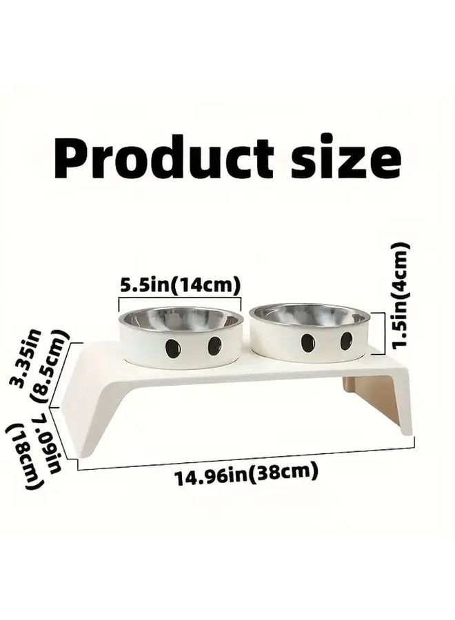 Elevated Pet Food Bowl Durable Plastic Base Stainless Steel Pure White Neck Support - Image 2