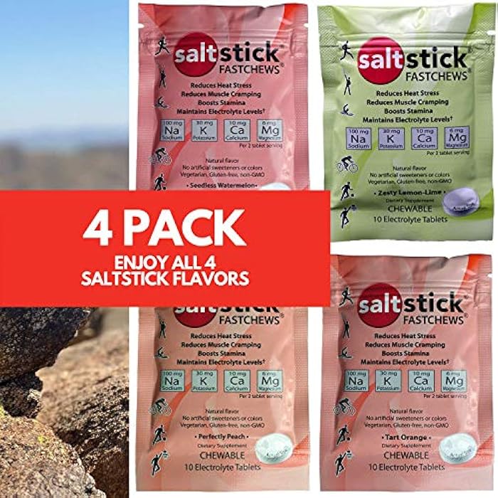 SaltStick Fastchews, Electrolyte Replacement Tablets for Rehydration, Exercise Recovery, Youth & Adult Athletes, Hiking, Sports Recovery, 10ct Variety 4-Pack - Image 2