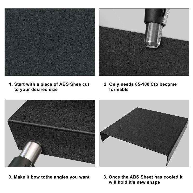 Bonnary 3 Pack Black ABS Plastic Sheet 12" x 16" 1/8" Thick (3mm), High Tensile and Impact Strength Moldable Plastic Sheet Plexiglass Sheet, DIY Material for Home Decor,Handicrafts - Image 5