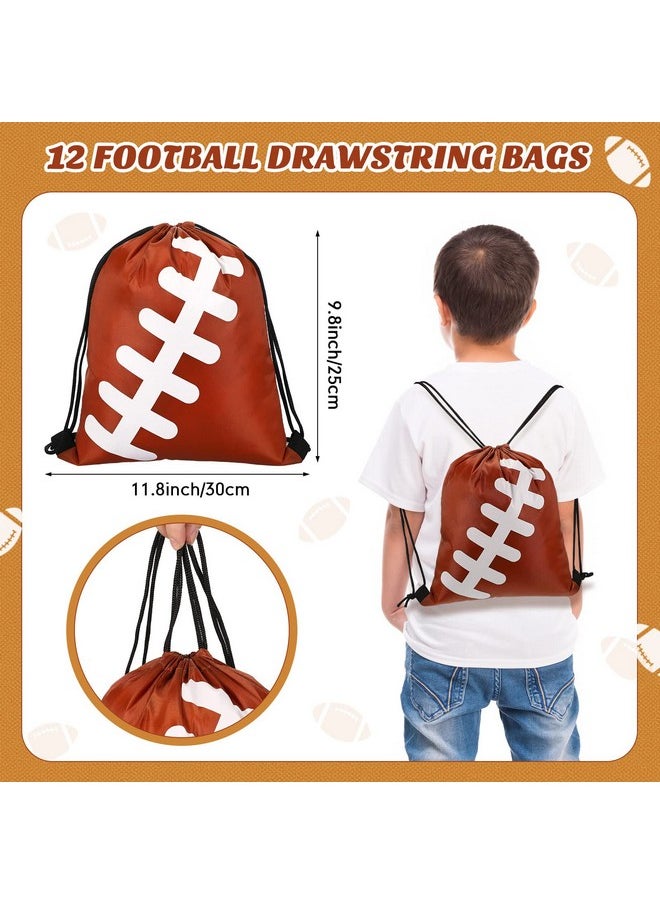 LEIFIDE - 48 Pcs Basketball Soccer Football Baseball Party Favors Supplies 12 Silicone Bracelet 12 Drawstring Treat Bag 12 Mini Stress Ball 12 Keychains For Birthday Sports Party Supplies (Football) - Image 1