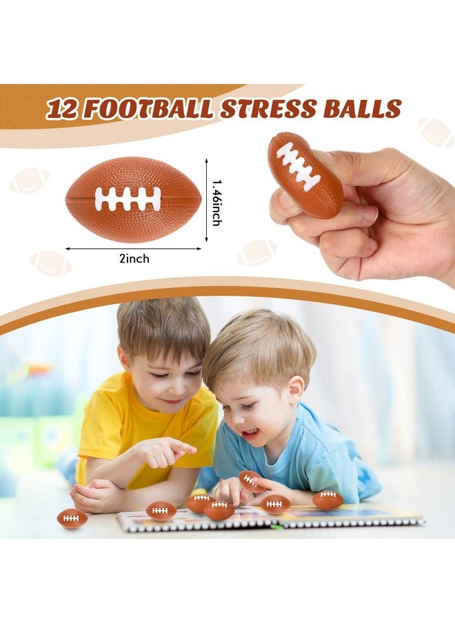 LEIFIDE - 48 Pcs Basketball Soccer Football Baseball Party Favors Supplies 12 Silicone Bracelet 12 Drawstring Treat Bag 12 Mini Stress Ball 12 Keychains For Birthday Sports Party Supplies (Football) - Image 1