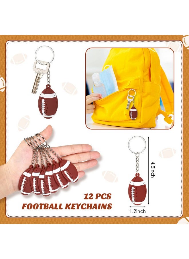 LEIFIDE - 48 Pcs Basketball Soccer Football Baseball Party Favors Supplies 12 Silicone Bracelet 12 Drawstring Treat Bag 12 Mini Stress Ball 12 Keychains For Birthday Sports Party Supplies (Football) - Image 1
