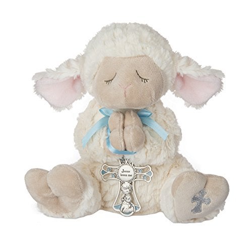 Ganz White Serenity Lamb with Crib Cross Boy Plush Stuffed Animal Toy 13 Inch - Image 1
