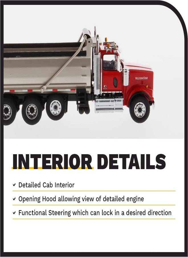 Diecast Masters Western Star 4900 SFFA with Lift Axle Silver Plated Dump | Real Dump Truck Specifications | 1:50 Scale Model Semi Trucks | Diecast Model 71067 - Image 4