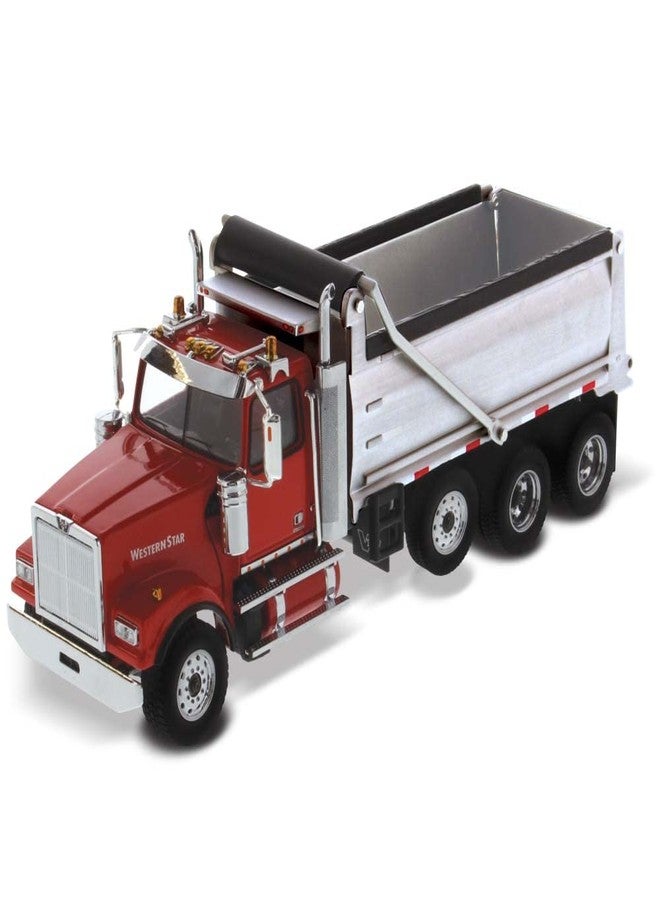 Diecast Masters Western Star 4900 SFFA with Lift Axle Silver Plated Dump | Real Dump Truck Specifications | 1:50 Scale Model Semi Trucks | Diecast Model 71067 - Image 1