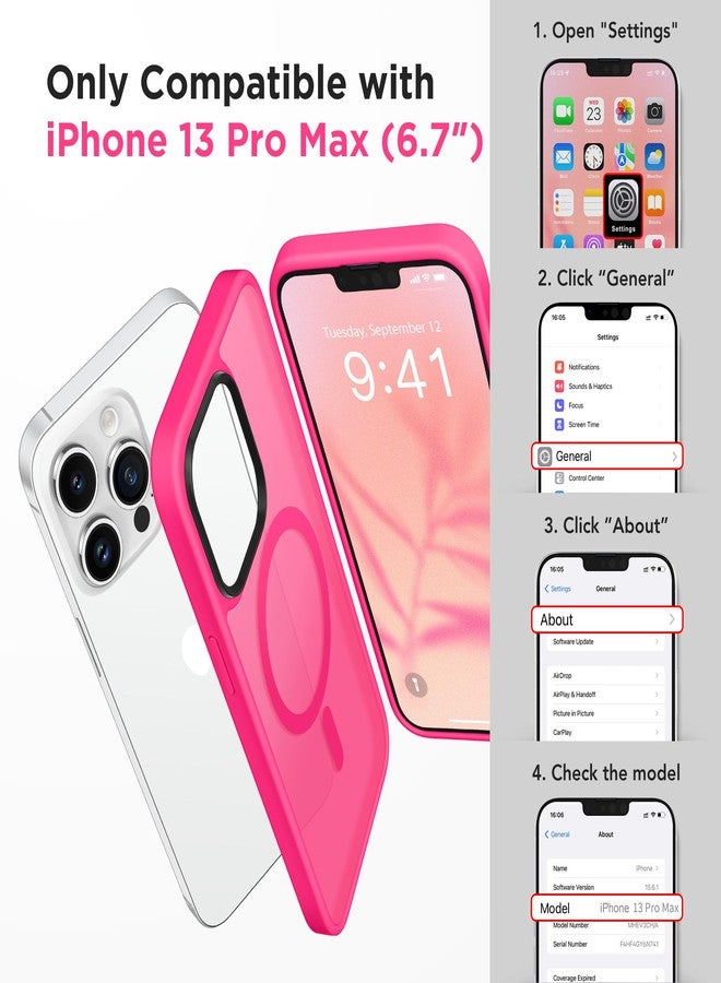GONEZ Magnetic for iPhone 13 Pro Max Case, Compatible with MagSafe, [Military-Grade Drop Protection][Anti-Fingerprint] Slim Translucent Matte Back Shockproof Phone Protective Case (Hot Pink) - Image 2